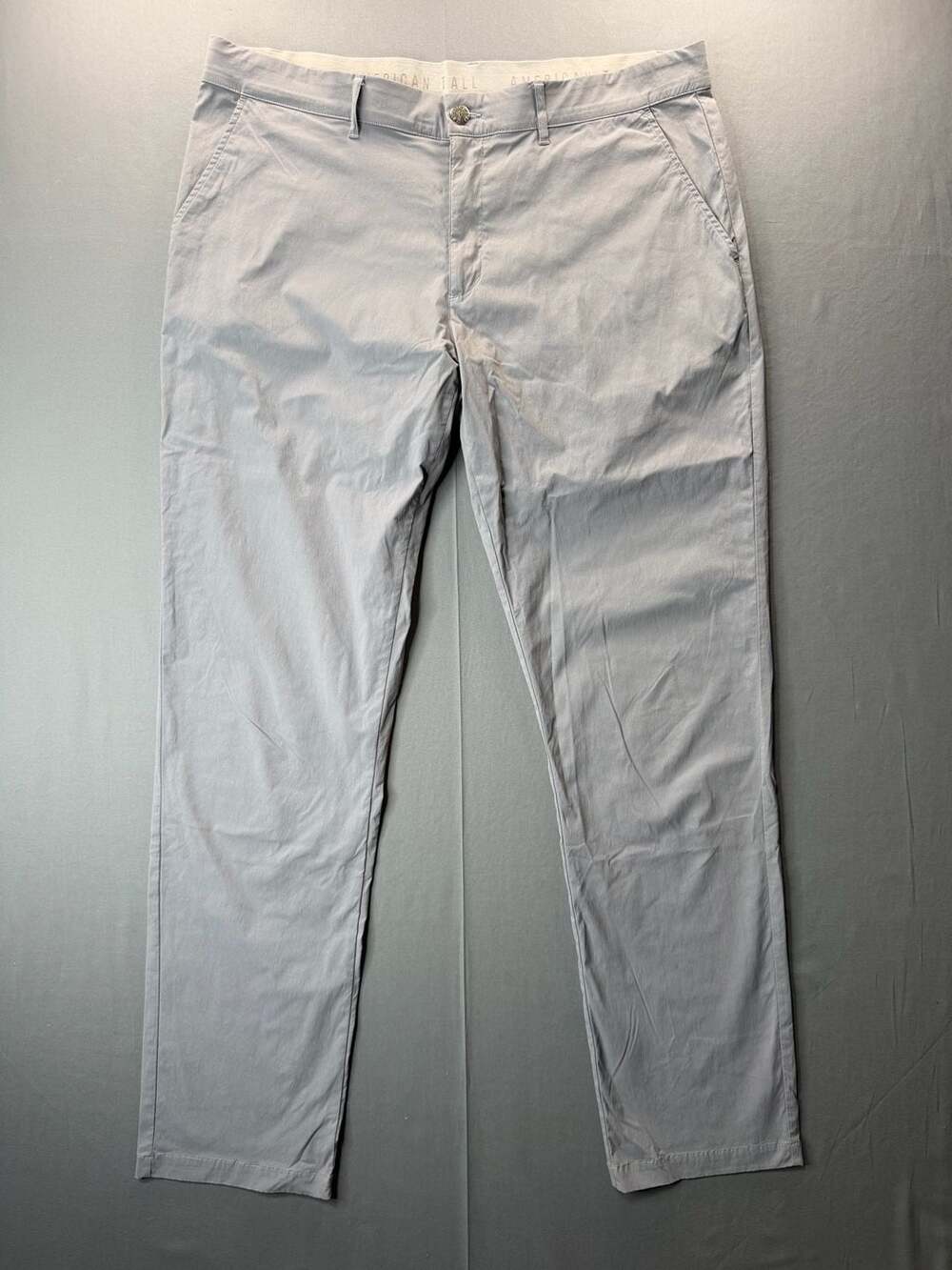 American Tall Chino Pants Size 40x36 Gray Stretch Casual Flat Front